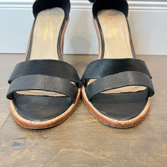 Loeffler Randal Women Ankle Strap 4" Heel Leather Sandals, Black, Size 10M - Picture 10 of 14